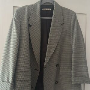 Classic Black and White Houndstooth Blazer Oversized